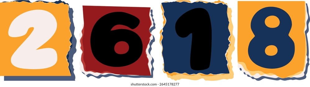 2618 Retro torn paper number Design art