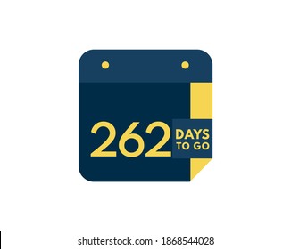 262 days to go calendar icon on white background, 262 days countdown, Countdown left days banner image