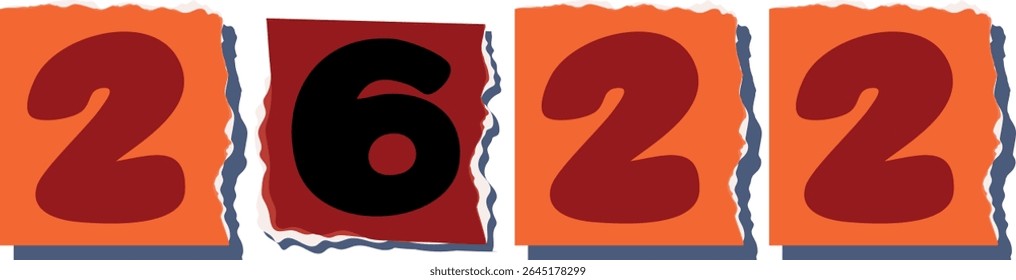 2622 Retro torn paper number Design art