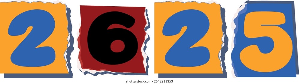 2625 Retro torn paper number Design art