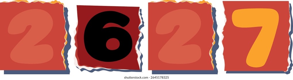 2627 Retro torn paper number Design art