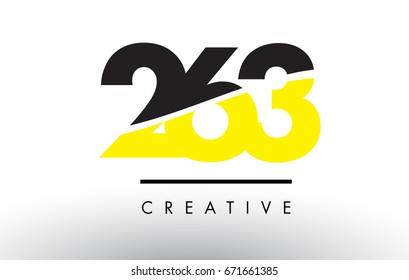 263 Black and Yellow Number Logo Design cut in half.