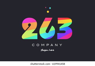 263 creative color green orange blue magenta pink number digit company logo vector icon spectrum