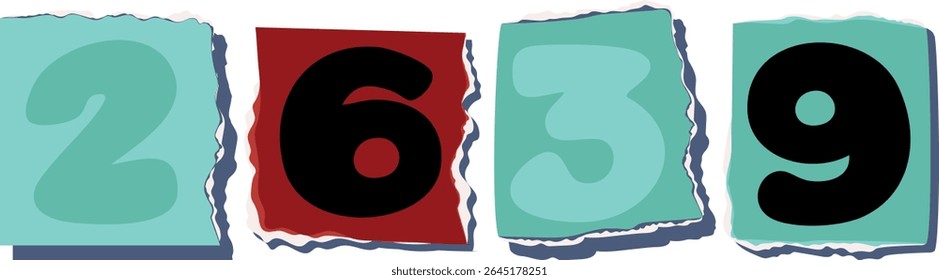2639 Retro torn paper number Design art