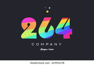 264 creative color green orange blue magenta pink number digit company logo vector icon spectrum