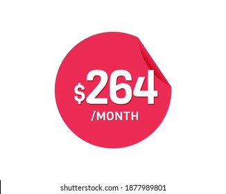 $264 Dollar Month. 264 USD Monthly sticker