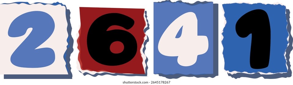 2641 Retro torn paper number Design art