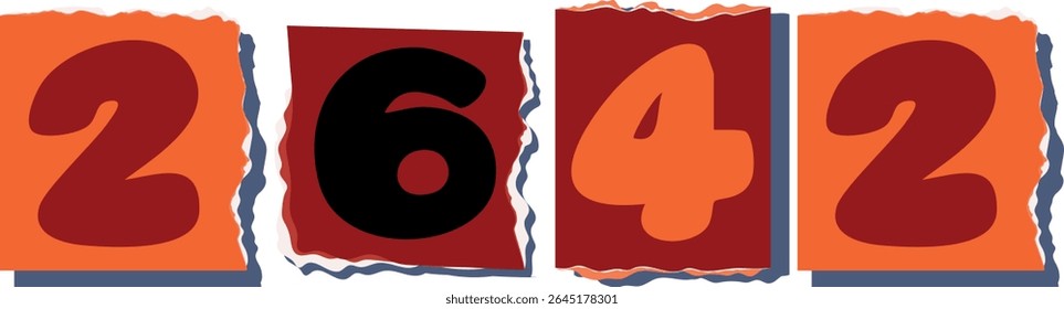 2642 Retro torn paper number Design art
