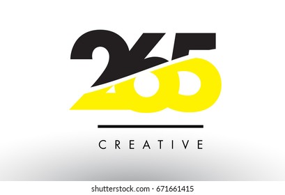 265 Black and Yellow Number Logo Design cut in half.