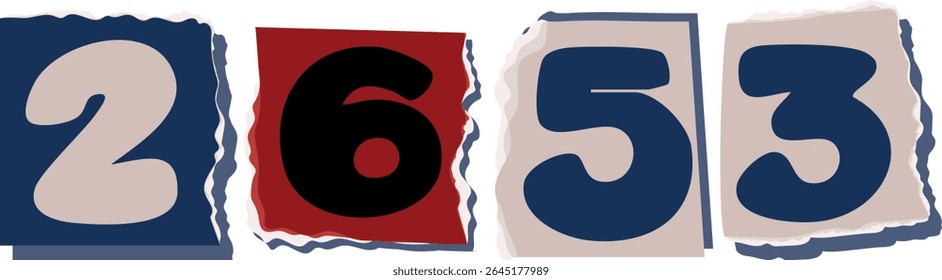 2653 Retro torn paper number Design art