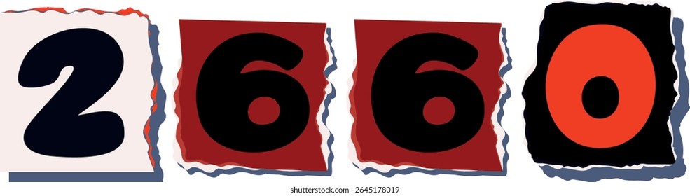 2660 Retro torn paper number Design art