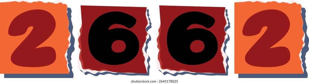 2662 Retro torn paper number Design art