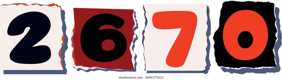 2670 Retro torn paper number Design art