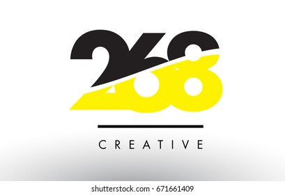 268 Black and Yellow Number Logo Design cut in half.