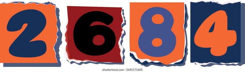 2684 Retro torn paper number Design art