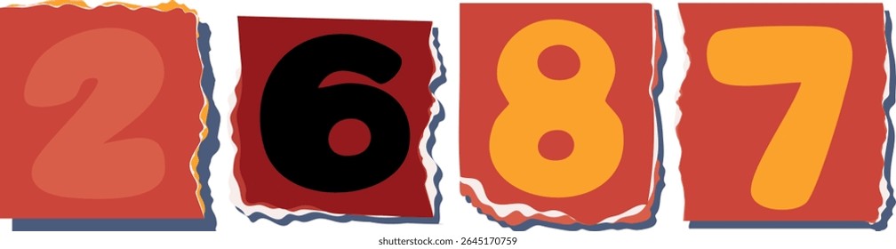 2687 Retro torn paper number Design art