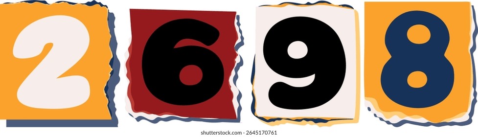 2698 Retro torn paper number Design art