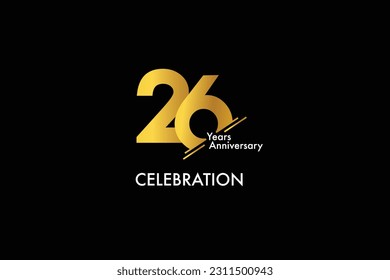 26th, 26 years, 26 year anniversary gold color on black background abstract style logotype. anniversary with gold color isolated on black background, vector design for celebration vector