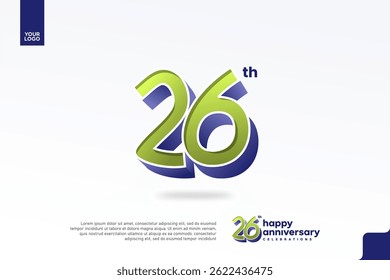26th Anniversary 3D Number with Silver Jubilee Design in Pear Green and Violet Blue
