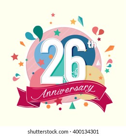 26th anniversary with abstract background