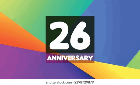 26th anniversary birthday celebration horizontal with colorful background lines and squares