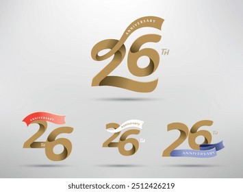26th anniversary celebration logotype with alternative number and ribbon design