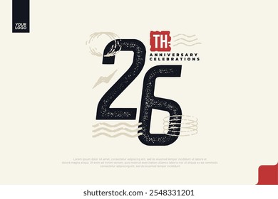 26th anniversary with grunge texture and abstract geometric shapes