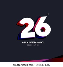 26th Anniversary Logo Design, Number 26 Icon Vector Template.