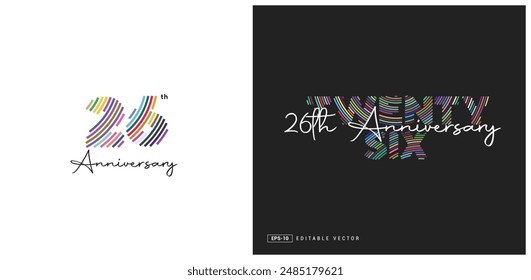 26th Anniversary Logo Design, Number 26 Vector Template.