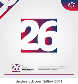 Plantilla de diseño de logotipo del 26 aniversario