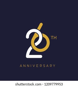 26th anniversary logo.overlapping number with simple monogram color. vector design for greeting card and invitation card.