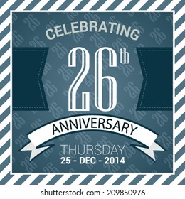 26th Anniversary poster / template design in retro style - Vector Background