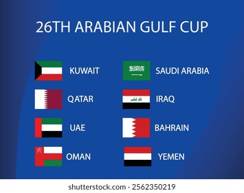  26th arabian gulf cup flags vector