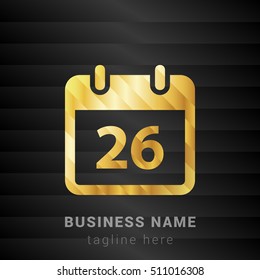 26th Calendar Gold and Black silk fashion premium icon / Logo