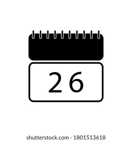 26th Calendar icon. Flat design style.Modern flat Web site page and mobile app design vector element.