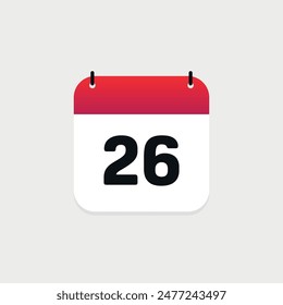 26th day of the month calendar. Vector icon