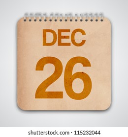 26th December on Old Notebook Vector
