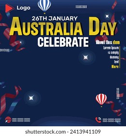 26th january australia day celebration instagram stories instagram and facebook story template | Happy australia day holiday of 26th january with australia background | Flyer concept for happy austral