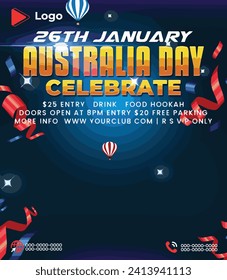 26th january australia day celebration instagram stories instagram and facebook story template | Happy australia day holiday of 26th january with australia background | Flyer concept for happy austral