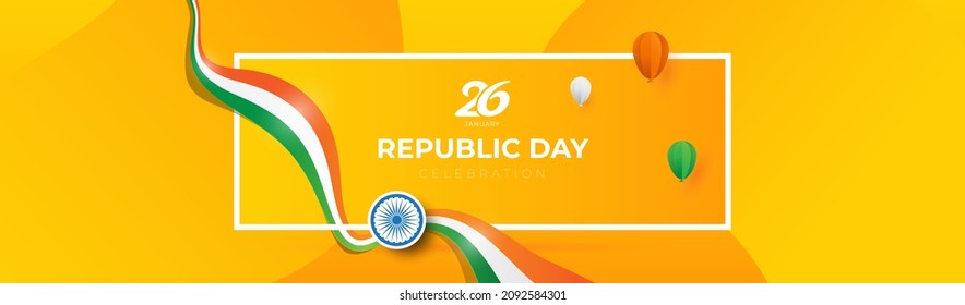 26th January Happy Indian Republic Day Header Banner Background Template