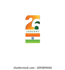26th January Happy Indian Republic Day With Tricolor, Indian Flag, Ashoka Chakra Background 