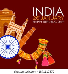 26th January, Happy Republic Day of India in vector background