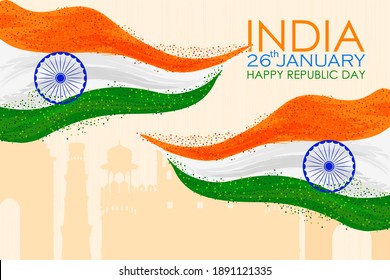 26th January, Happy Republic Day of India in vector background