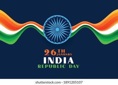 26th January Happy Republic Day Of India Wavy Flag Background