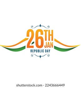 26th january happy republic day wishes card with indian flag vector 