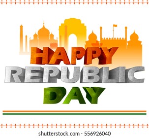 26th January, Happy Republic Day of India in vector background