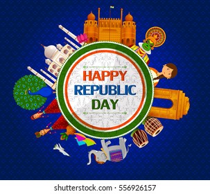 26th January, Happy Republic Day of India in vector background