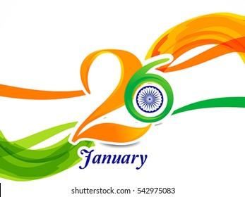 26th of January Indian republic day text and wave background vector illustration 