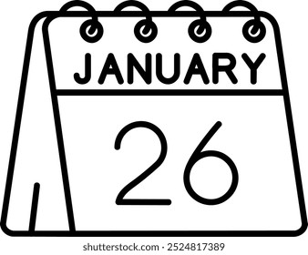 26 de Enero Línea Vector Icon Design