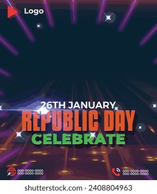 26th january republic day celebration square social media post and web banner design template | Happy republic day flyer celebration with instagram and facebook story template | Republic day flyer